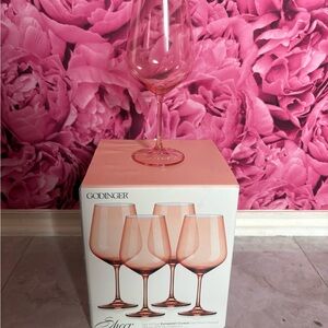 Godinger Peach Colored Wine Glass Collection- never used*
